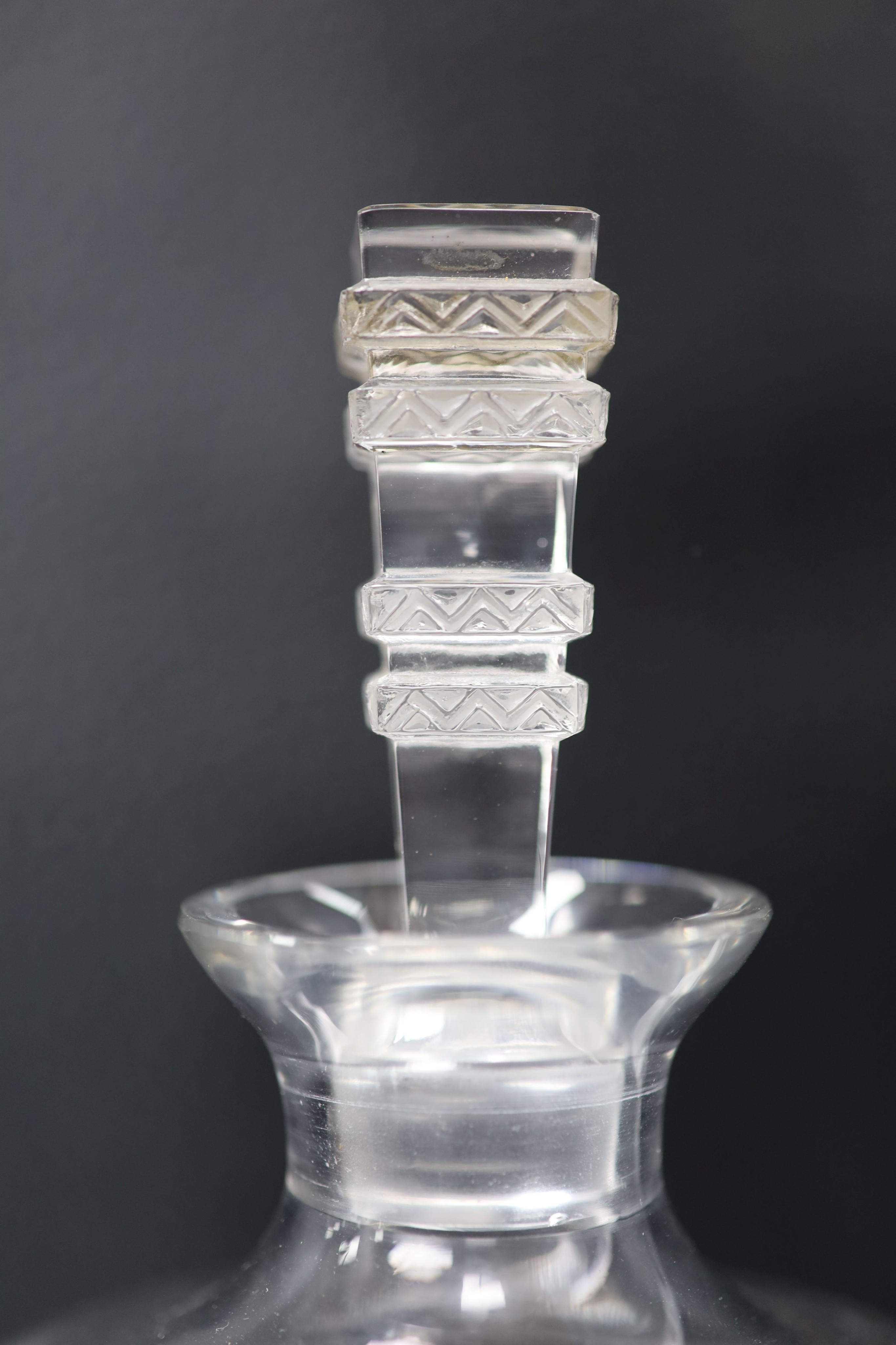 A Lalique 'Argos' pattern decanter and stopper, signed to base